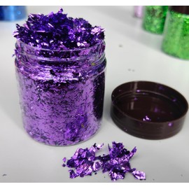 Gold Foil Flakes for Resin, Blue, Red, Purple, Pink, Metallic Foil Flakes for Resin Jewellery Making, Nails, Painting Art, Crafts and Slime (Purple)