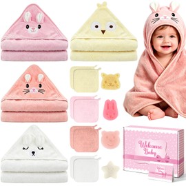 16 PCS Baby Bath Towels for Infants Toddlers, Absorbent Hooded Baby Towels, Soft and Comfort for Newborn Baby Essentials