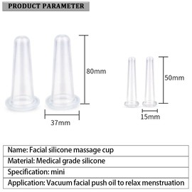 4Pcs Transparent Silicone Facial Cupping Set Vacuum Massage Cup Kit for Body Face Neck Back Eyes Mini Facial Massager Helper Beauty Tool for Skin Care