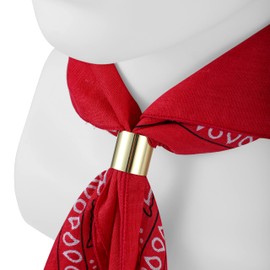 Komonee Tie Neck Ring Loop Clasp Gold Colour With Red Paisley Bandana Head Scarf Headbands Handkerchief Cowboy Cotton Bib Party Face For Mens Womens Unisex