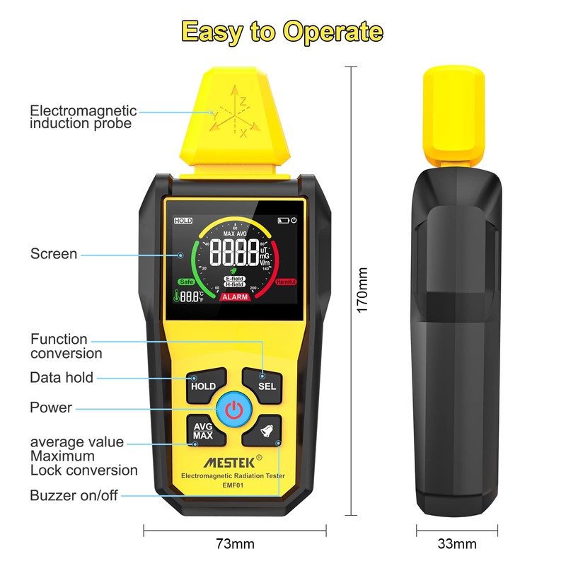 EMF Meters MESTEK Dosimeter Electromagnetic Radiation Detector for Measuring Radioactivity