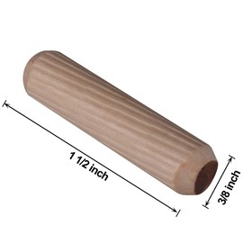 100 Pack 3/8” x 1 1/2” Wooden Dowel Pins Multi Fluted and Beveled - Hardwood (10 mm x 40 mm)