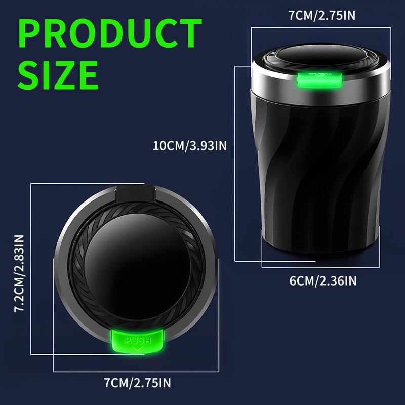 Car Ashtray with Lid, Portable Stainless Steel Ashtray Car with