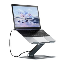 WAVLINK Adjustable Aluminum Laptop Stand with USB C Dock, Ergonomic Portable Computer Riser for MacBook, Windows, 10"-17" Notebook and Tablet(2HDMI,PD3.0,SD/TF,RJ45 Ethernet,2USB 3.0 Ports)