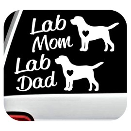 Lab Mom and Lab Dad Labrador Retriever Decal Sticker Set for Car Window 8 Inch