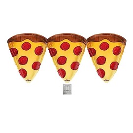 Pizza Slice Shaped Set Of 3 Happy Birthday 18'' Mylar Balloons Birthday Party Decorations Includes FREE Helium Chart Valueballoon Party & Gifts