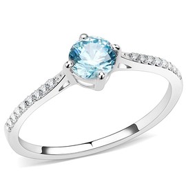 YourJewelleryBox SOLITAIRE ENGAGEMENT SIMULATED DIAMONDS STAINLESS STEEL RING BLUE TOPAZ A019 P