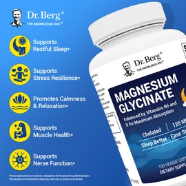 Dr. Berg Magnesium Glycinate (4X Lab-Tested & Verified) - USA Formulated Chelated Magnesium Glycinate for Stress Relief, Relaxation & Good Sleep* - Magnesium Supplement Capsule - 150 Capsules