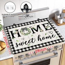 Sweet Home Stove Top Covers for Electric Stove, Farmhouse Heat Resistant Glass Stove Top Cover Pad for Gas Stove, Kitchen Decor Induction Cooktop Protector Washable Ceramic Stove Top Covers Mat