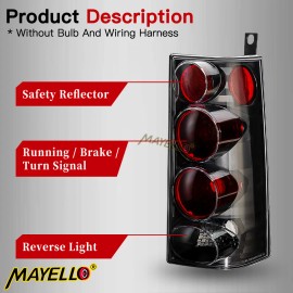 mayello Smoke For 03-23 Chevy Express/ GMC Savana Van Tail Lights Brake Lamps Left+Right