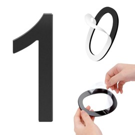 3 Inch House Numbers Self-adhesive House Number Acrylic Modern House Numbers for Outside Black Mailbox Numbers Address Home Number for House Apartments Office Hotel Room Easy to Install (Number 1)