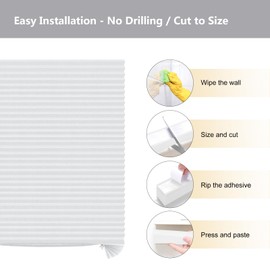 Paper Blinds Temporary Window Blinds Light Filtering No Drill Stick on Cut to Size Cordless Self Adhesive Pleated Shades for Kitchen Bathroom Windows Doors (1, White, WxH 35x59 in)