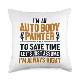 Detailing Car Spray Paint Kit Can Service Gifts Auto Body Let's Assume I'm Right Vehicle Car Painter Throw Pillow, 18x18, Multicolor