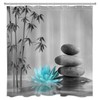 LB Zen Spa Shower Curtain Grey Bamboo Stone with Teal