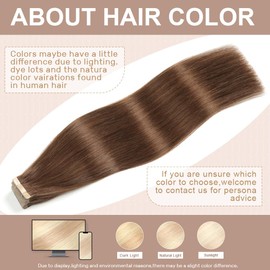 Tape in Hair Extensions Human Hair 16 Inch 20pcs Tape Hair Extensions Invisible Tape ins Hair Extensions Real Human Hair Chocolate Brown Remy Seamless Injected Tape Extensions