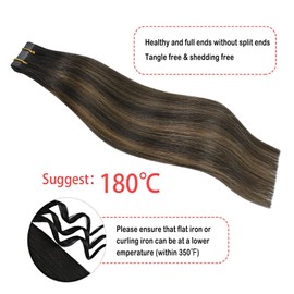 Aison Tape in Brazilian Human Hair Extensions Remy Human Hair Balayage Seamless Silky Straight Hair(18Inch #2T6P2 Dark Brown to Chestnut Brown 20pcs 40g)