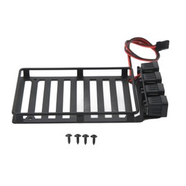 RC Roof Rack Luggage Carrier with LED Light RC Car Roof Rack Part for Axial SCX24 1/24 RC Crawler Quadrate Lamp