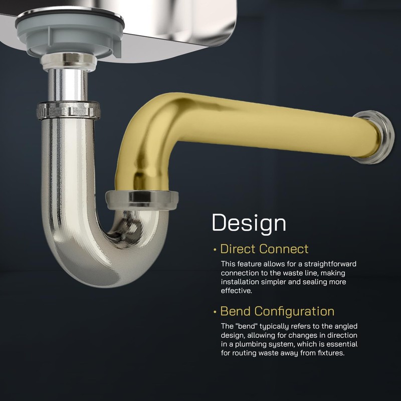 Highcraft 1-1/2” x 18” Waste Arm Direct Connect Brass Waste