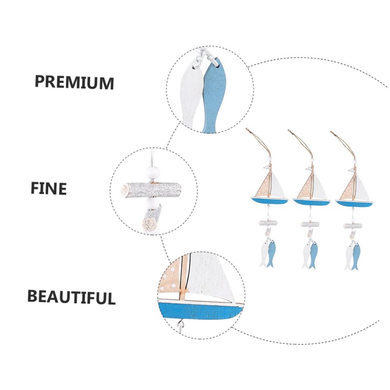 BIUDECO Wooden Fish Pendant Pcs Set Hanging Ornaments for Home