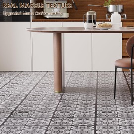 ACCOR HOME Peel and Stick Floor Tile, 40-Pack 12" x 12" Vinyl Flooring, Waterproof Self-Adhesive Luxury Vinyl Tiles, Easy DIY for Bathroom, Kitchen, Dinning Room, RV, Cover 40 Sq. Black