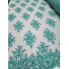 Divastyletextiles Aqua Beaded Lace Fabric by the Yard Floral Embroidery
