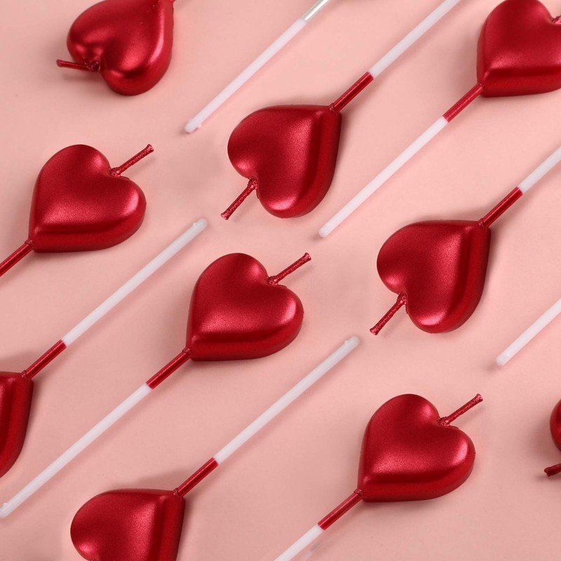 メタリックハートバースデーキャンドル ケーキキャンドル カップケーキトッパー キャンドル デザートキャンドルホルダー 結婚式 記念日 ロマンチックな夜 母の日 パーティーの装飾に