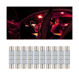 Mandark 10PCS 31mm Car Roof LED Reading Light Bulb, 12V 3SMD 5050 Chips Super Bright Automobile Sun Visor Makeup Lights, Waterproof Vehicle Interior Lighting Accessories, Universal Fit (Red)