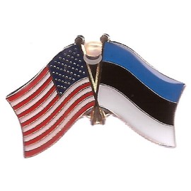 AES USA American & Estonia Country Flag Bike Hat Cap Lapel Pin
