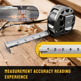STEELITE Tape Measure 25'FT Foot/7.5M Stainless Steel Retractable Measuring Tape Dual Units Scale for Construction Household Woodworking Cool Gray