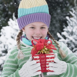 Balakaka Knitted Hat Scarf Set Pom Pom Hat & Scarf Warm Winter 0-6 Years Autumn Winter Plush Knitted Hat + Tube Scarf Cute Windproof Warm Soft Winter Hat Baby Bobble Beanie Hats, Purple Mint 1