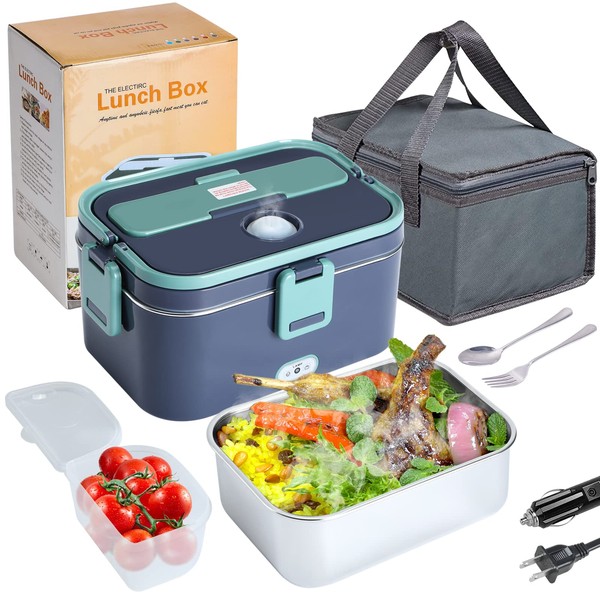 DUPASU Electric Lunch Box, Food Heated 12V 24V 110V Portable