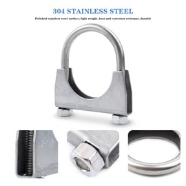 RP Remarkable Power, 2.125(+0.157"~0.197") InchStainless Steel U-Bolt Muffler/Exhaust Clamp(2 1/8"), ECS2125U