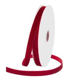 5/8" Wide x 25 Yards Velvet Ribbon, Vintage Single Face Velvet Ribbons for Gift Wrapping, Christmas Wrapping Bows, Wedding Decor, Sewing and More (Red)