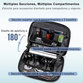 ARCTIC HUNTER AH Organizador Portátil y Bolsa de Doble Capa para Accesorios Electrónicos KB00613, Impermeable, Ideal para Viajes, Compatible con Disco