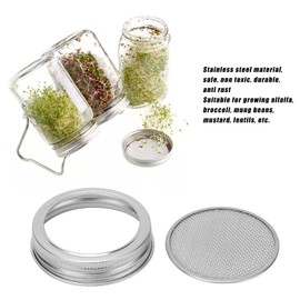 Canning Jar Lid Mason Jar Accessory Stainless Steel Regular Strainer Filter Lids Mouth Jars Cover Sprouting Lid for Regular Mouth Jars (70mm)