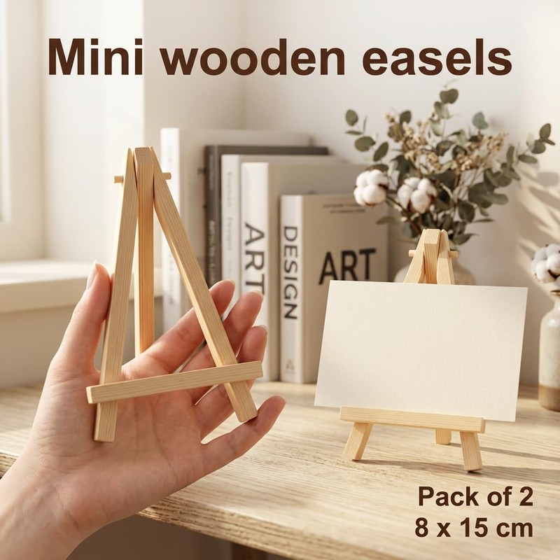 2pcs Mini Easel Stand, 15cm Small Wooden Tabletop Easels for
