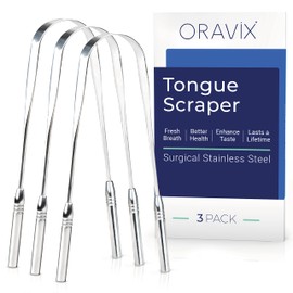 ORAVIX Zungenschaber Edelstahl | Dreier-Pack | Zungenreiniger | Für einen frischen Atem und eine bessere Mundgesundheit | Zungenreiniger Edelstahl | Zungenreiniger für Kinder und Erwachsene | ORAVIX
