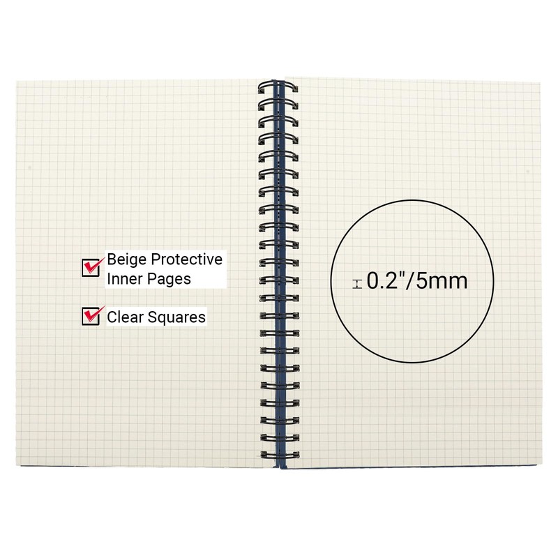 Yarotm Spiral Notebook A4-100GSM Squared Paper Notebook A4-21x28.5cm Wirebound Notepad