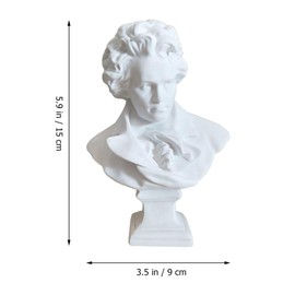 EXCEART Resin Sketch Figures Beethoven Bust Statue Figures Plaster Line Drawing Statue Replica Bust Sculpture Figures for Sketch Practice Artist (White)