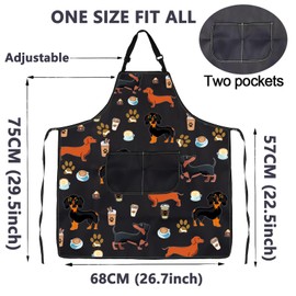 BNQL Cute Dachshund Apron Dachshund Kitchen Cooking Apron with Pockets Dachshund Lovers Gifts Dachshund Dog Grooming Apron, dachshund apron