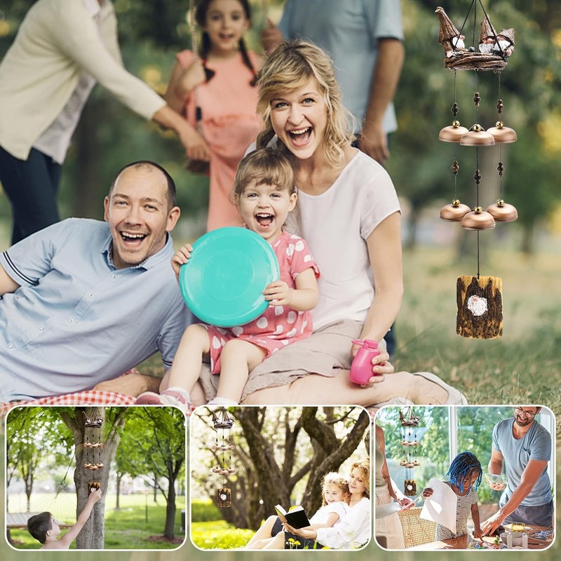 Gnome Wind Chimes for Outside with 6 Larger Bells -