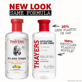 Thayers 2% AHA Exfoliating Toner with Glycolic Acid, Lactic Acid and Witch Hazel, Smoothing and Pore Refining Skin Care for All Skin Types, 12 Fl Oz