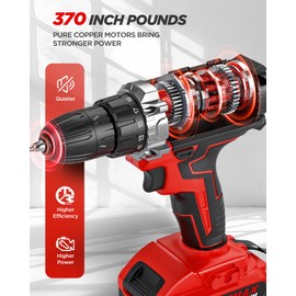 Cordless Drill Set, KELNOW 21V PowerDrill with Power Pack and Charger, 3/8-Inch Keyless Chuck ElectricDrill, 25+1 Position, 2 Speed, 27pcs Drilldriver Bits Tool Drills for DIY Projects