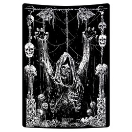 Yrendenge Skull Tapestry, Human Skull Wall Hanging, Black and White Wall Hanging, Aesthetic Style Gothic Wall Cloth, Bedroom Home Decor Wall Cloth, Polyester, 150 cm x 130 cm