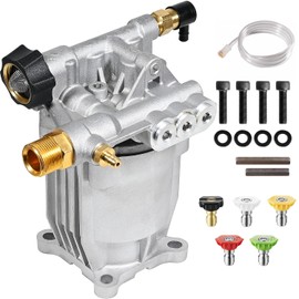 YAMATIC Pressure Washer Pump 3/4" Shaft Horizontal Power Washer Pump Max 3200 PSI 2.5 GPM Replacement Pump with 5 Nozzles Compatible with Simpson 90028, 90029, MSH3125, 520006, Honda GC190 GC160