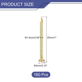 QUARKZMAN Pack of 160 Small Tiny Nails 1.5 mm x 25 mm (DxL) Tiny Brass Nails Hardware Nails Small Nails for Wood DIY Decorative Boxes Household Accessories Brass Clay