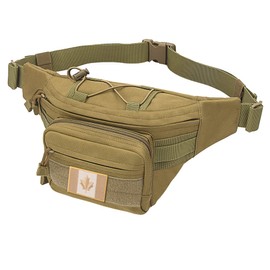bvya Tactical Fanny Pack, Nylon Waist Bag Chest Pack with Canadian Patch and Adjustable Strap for Camping, Hiking, Outdoor Sports