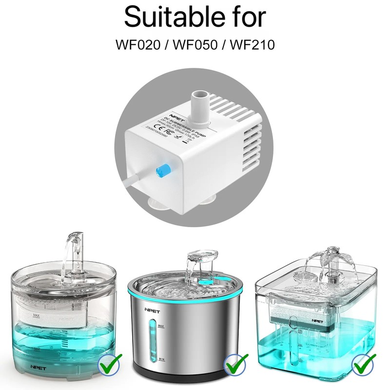 NPET Pet Water Fountain Water Pump with LED Light for