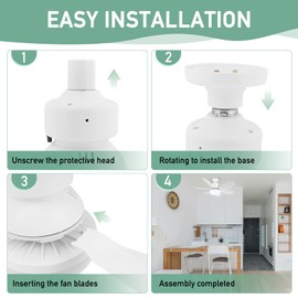 Zern Ventilador de techo con luz, 40W Pequeño Ventilador de Techo con Luz, E26/E27 Ventiladores de Techo con Control Remoto de Luces con rosca, 20.5in Ventilador LED Silencioso para Garage (Blanco)