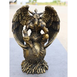 Sabbatic Goat The Thinker Baphomet Sitting On The Globe Statue 7.75"Tall
